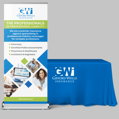 Pull up banner and table for tradeshow